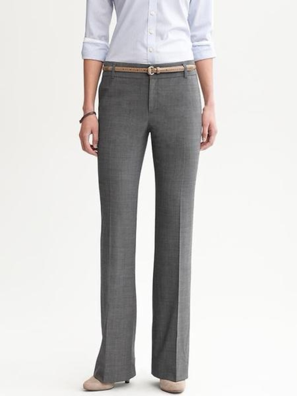 Banana Republic Women's Grey “The Martin Fit” Straight-Leg Trousers (95% Wool)
